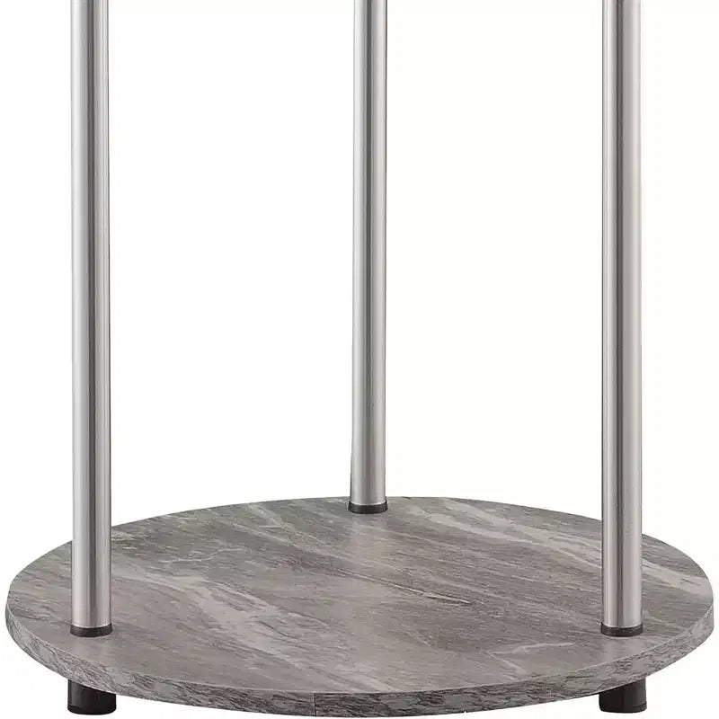 Tavolino con ripiani a due livelli Belmont con gambe in acciaio inossidabile, ripiani in robusto truciolare e stile moderno contemporaneo