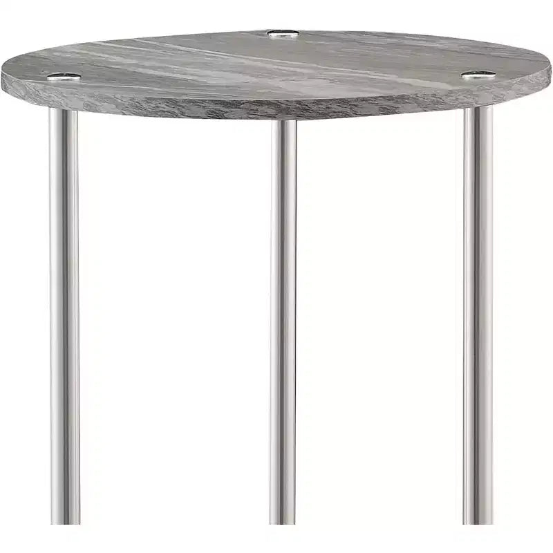 Tavolino con ripiani a due livelli Belmont con gambe in acciaio inossidabile, ripiani in robusto truciolare e stile moderno contemporaneo