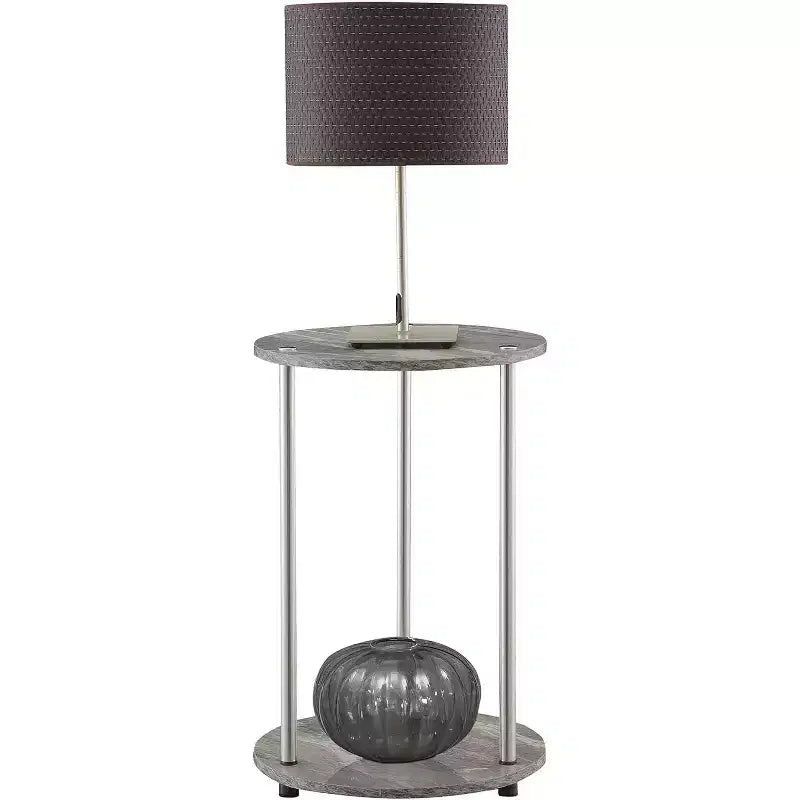 Tavolino con ripiani a due livelli Belmont con gambe in acciaio inossidabile, ripiani in robusto truciolare e stile moderno contemporaneo