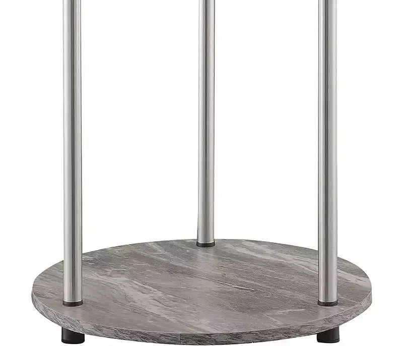 Tavolino con ripiani a due livelli Belmont con gambe in acciaio inossidabile, ripiani in robusto truciolare e stile moderno contemporaneo