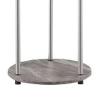 Tavolino con ripiani a due livelli Belmont con gambe in acciaio inossidabile, ripiani in robusto truciolare e stile moderno contemporaneo