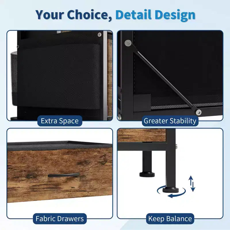 Comò bianco/nero per camera da letto, comò moderno largo 140 cm con supporto TV, organizer con 14 cassetti in tessuto, armadio grande per vestiti per corridoio, soggiorno