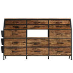 Comò bianco/nero per camera da letto, comò moderno largo 140 cm con supporto TV, organizer con 14 cassetti in tessuto, armadio grande per vestiti per corridoio, soggiorno