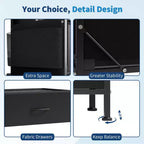 Comò bianco/nero per camera da letto, comò moderno largo 140 cm con supporto TV, organizer con 14 cassetti in tessuto, armadio grande per vestiti per corridoio, soggiorno