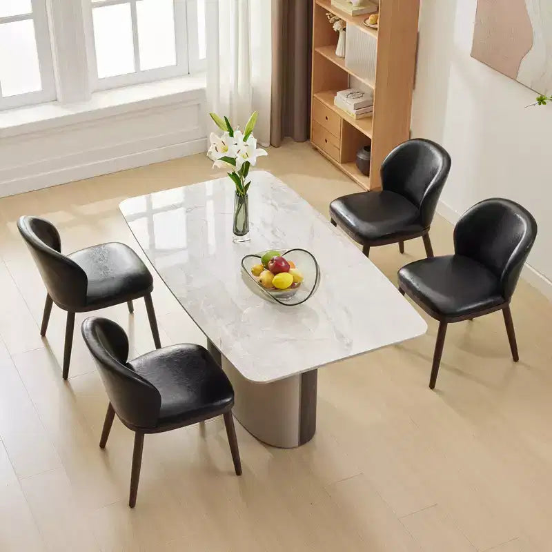 Set di 2 sedie da pranzo imbottite in pelle PU con gambe in legno, sedia da cucina moderna di metà secolo con schienale, facile montaggio, per casa e soggiorno