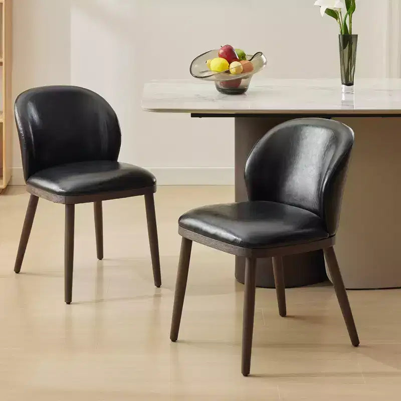 Set di 2 sedie da pranzo imbottite in pelle PU con gambe in legno, sedia da cucina moderna di metà secolo con schienale, facile montaggio, per casa e soggiorno