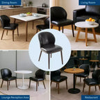 Set di 2 sedie da pranzo imbottite in pelle PU con gambe in legno, sedia da cucina moderna di metà secolo con schienale, facile montaggio, per casa e soggiorno