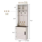 Albero da ingresso 3-in-1 sottile da 77" con panca porta scarpe e contenitore, appendiabiti da ingresso con 5 ganci in metallo, design salvaspazio