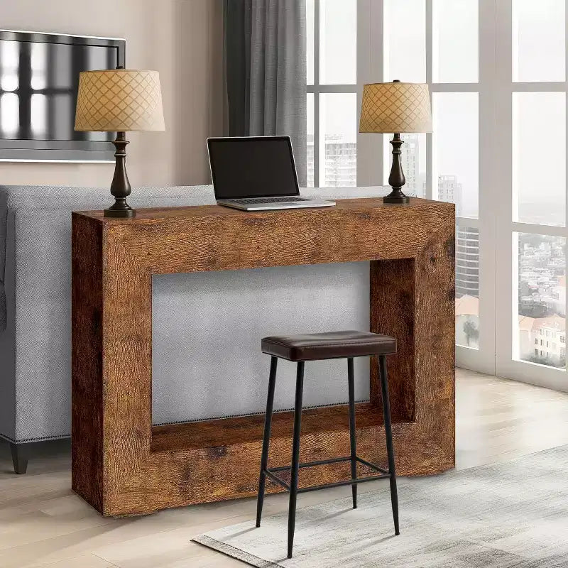 Consolle da Fattoria da 47 pollici, Tavolo Console da Ingresso con Contenitore, Tavolo d'Accento Industriale per Soggiorno, Ingresso