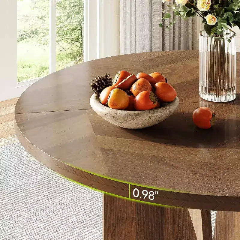 Tavolo da pranzo rotondo da 39 pollici per 4 persone, tavolo da cucina rustico con piedistallo stabile a forma di X, per sala da pranzo, soggiorno