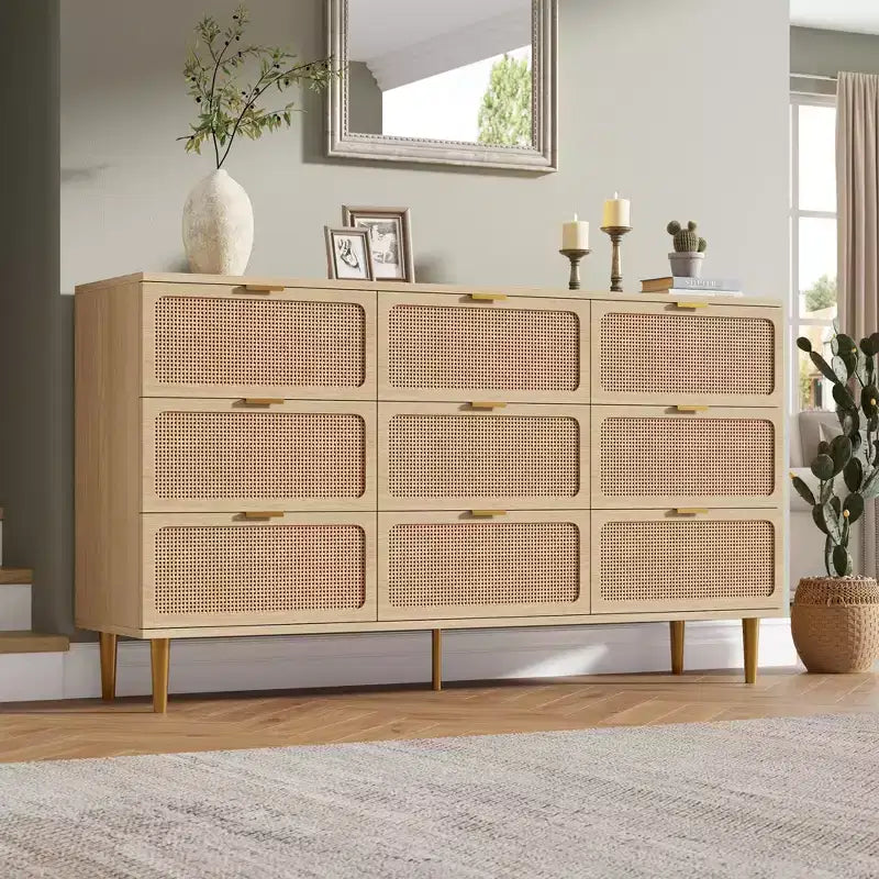 Cassettiera in rattan per la camera da letto, cassettiere ad alta capacità per l'armadio, adatte per il soggiorno, l'ingresso e la camera dei bambini.