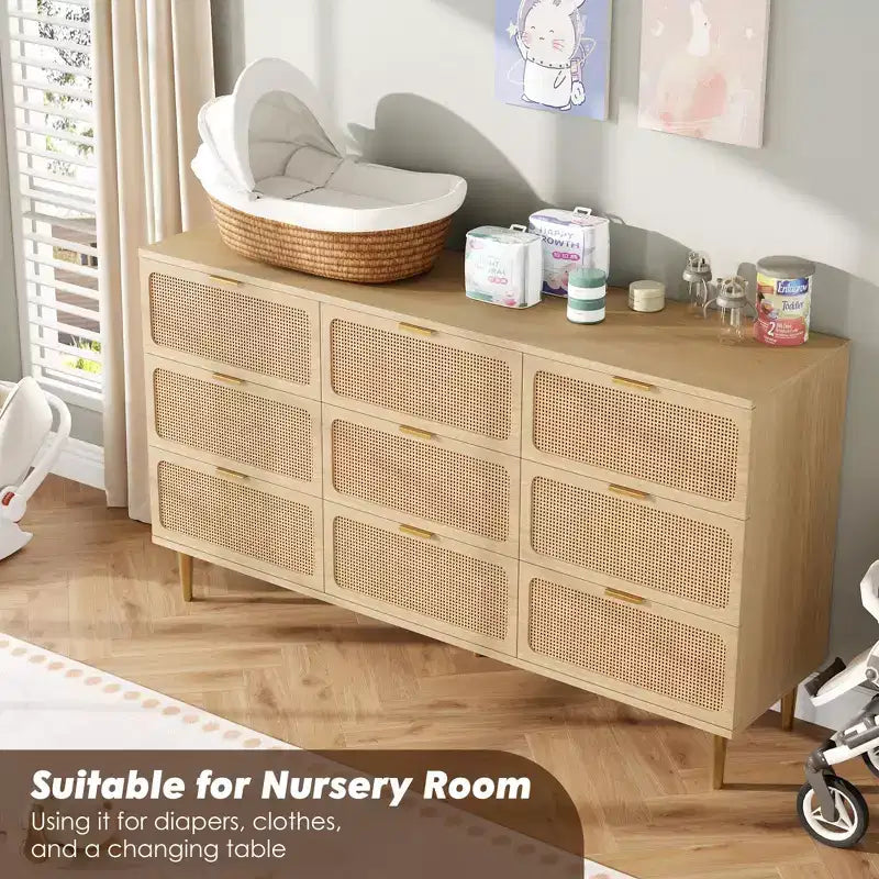 Cassettiera in rattan per la camera da letto, cassettiere ad alta capacità per l'armadio, adatte per il soggiorno, l'ingresso e la camera dei bambini.