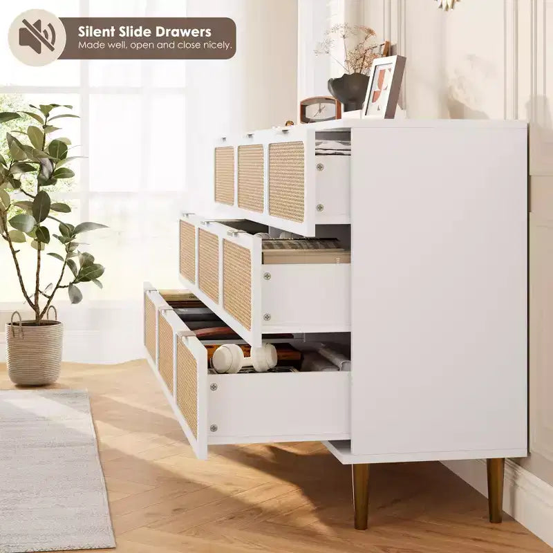 Cassettiera in rattan per la camera da letto, cassettiere ad alta capacità per l'armadio, adatte per il soggiorno, l'ingresso e la camera dei bambini.