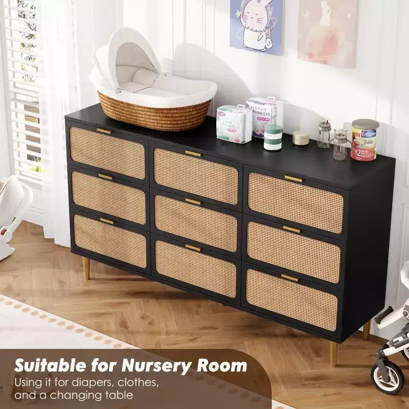 Cassettiera in rattan per la camera da letto, cassettiere ad alta capacità per l'armadio, adatte per il soggiorno, l'ingresso e la camera dei bambini.