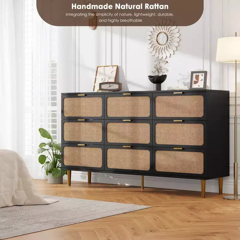 Cassettiera in rattan per la camera da letto, cassettiere ad alta capacità per l'armadio, adatte per il soggiorno, l'ingresso e la camera dei bambini.