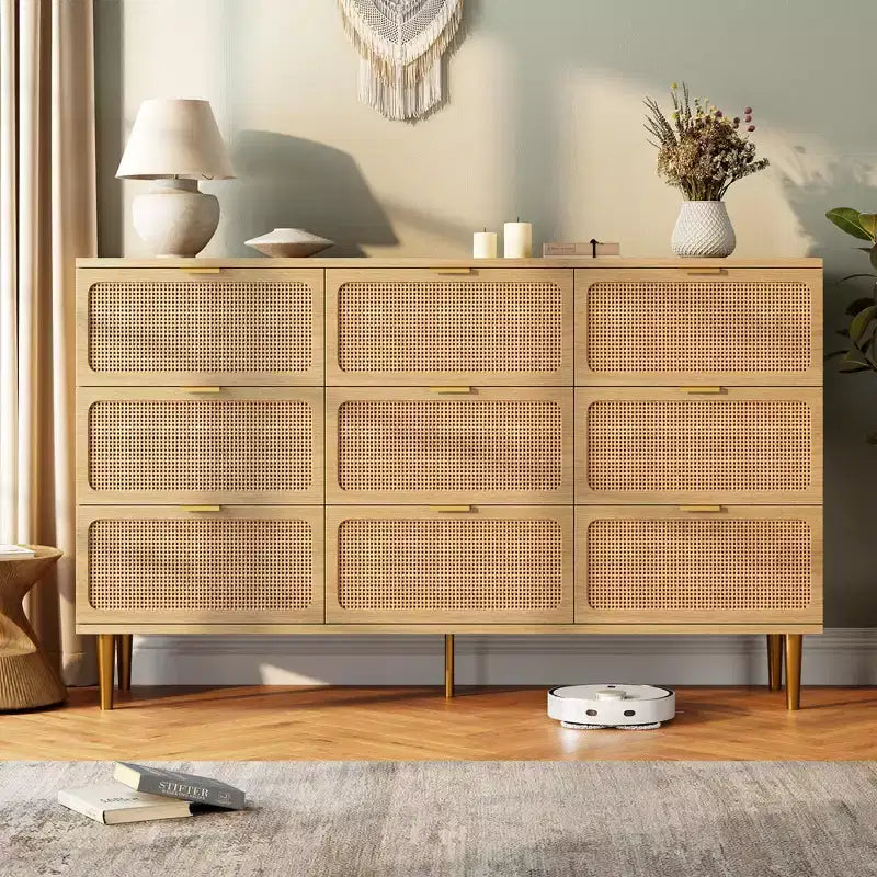 Cassettiera in rattan per la camera da letto, cassettiere ad alta capacità per l'armadio, adatte per il soggiorno, l'ingresso e la camera dei bambini.