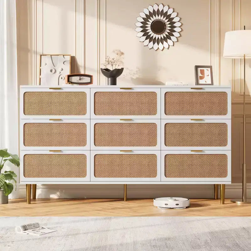Cassettiera in rattan per la camera da letto, cassettiere ad alta capacità per l'armadio, adatte per il soggiorno, l'ingresso e la camera dei bambini.