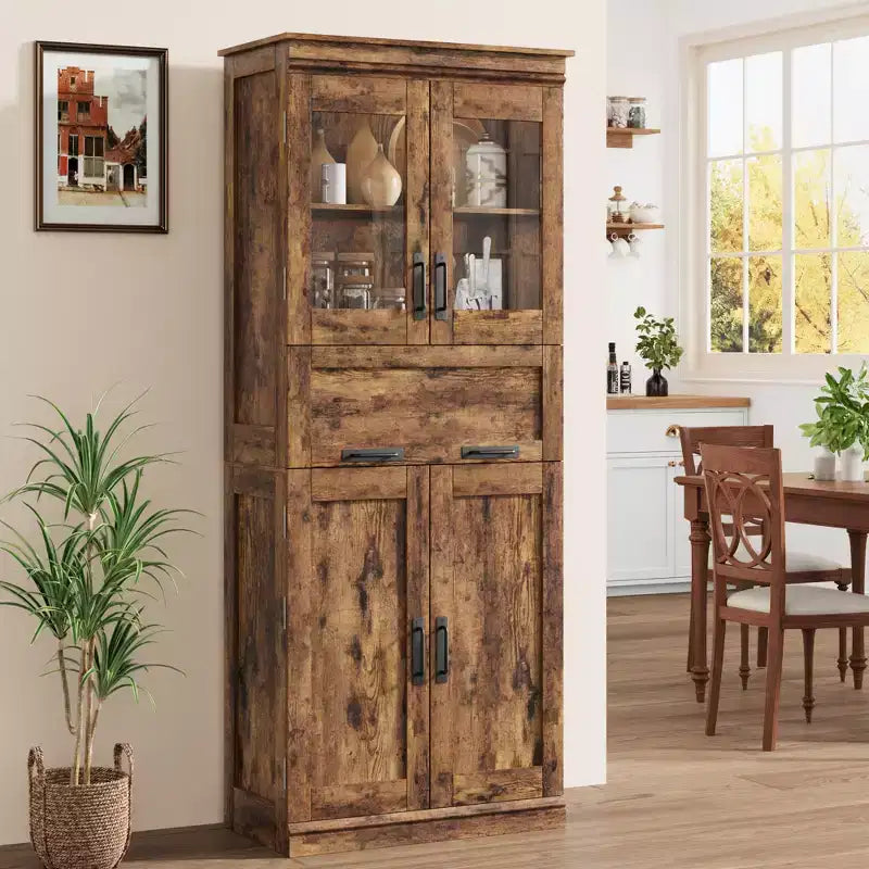 67 Mobiletto Alto da Bagno, Mobile Contenitore da Bagno a Doppia Anta con Cassetto, Ripiani Regolabili, per Bagno Soggiorno Cucina
