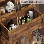 67 Mobiletto Alto da Bagno, Mobile Contenitore da Bagno a Doppia Anta con Cassetto, Ripiani Regolabili, per Bagno Soggiorno Cucina