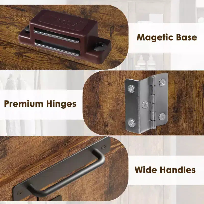 67 Mobiletto Alto da Bagno, Mobile Contenitore da Bagno a Doppia Anta con Cassetto, Ripiani Regolabili, per Bagno Soggiorno Cucina