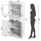 67 Mobiletto Alto da Bagno, Mobile Contenitore da Bagno a Doppia Anta con Cassetto, Ripiani Regolabili, per Bagno Soggiorno Cucina