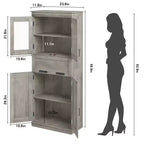 67 Mobiletto Alto da Bagno, Mobile Contenitore da Bagno a Doppia Anta con Cassetto, Ripiani Regolabili, per Bagno Soggiorno Cucina
