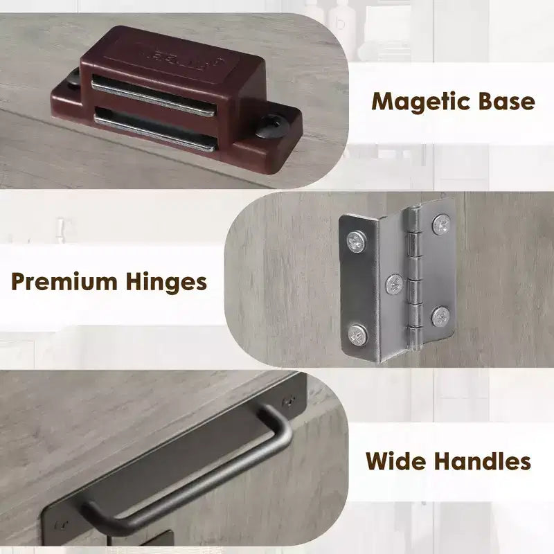 67 Mobiletto Alto da Bagno, Mobile Contenitore da Bagno a Doppia Anta con Cassetto, Ripiani Regolabili, per Bagno Soggiorno Cucina