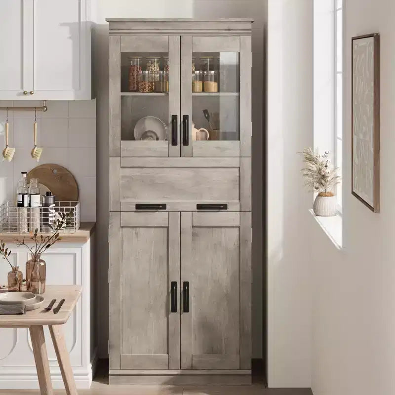 67 Mobiletto Alto da Bagno, Mobile Contenitore da Bagno a Doppia Anta con Cassetto, Ripiani Regolabili, per Bagno Soggiorno Cucina