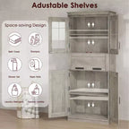 67 Mobiletto Alto da Bagno, Mobile Contenitore da Bagno a Doppia Anta con Cassetto, Ripiani Regolabili, per Bagno Soggiorno Cucina