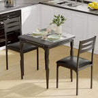 Set tavolo da pranzo industriale da 3 pezzi per 2 persone con sedie imbottite Set tavolo da cucina con tavolo con gambe a spirale (nero)