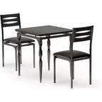Set tavolo da pranzo industriale da 3 pezzi per 2 persone con sedie imbottite Set tavolo da cucina con tavolo con gambe a spirale (nero)