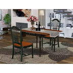 Set Tavolo da Pranzo a 3 Pezzi con Piano in Legno Massello Finitura Nera e Ciliegio con Ribalte