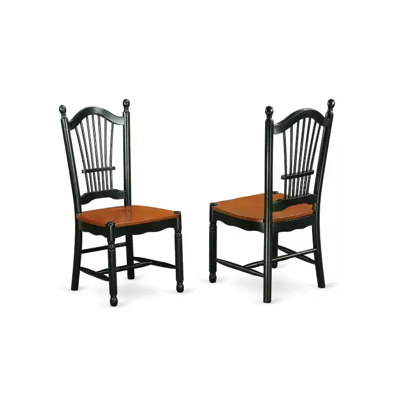 Set Tavolo da Pranzo a 3 Pezzi con Piano in Legno Massello Finitura Nera e Ciliegio con Ribalte