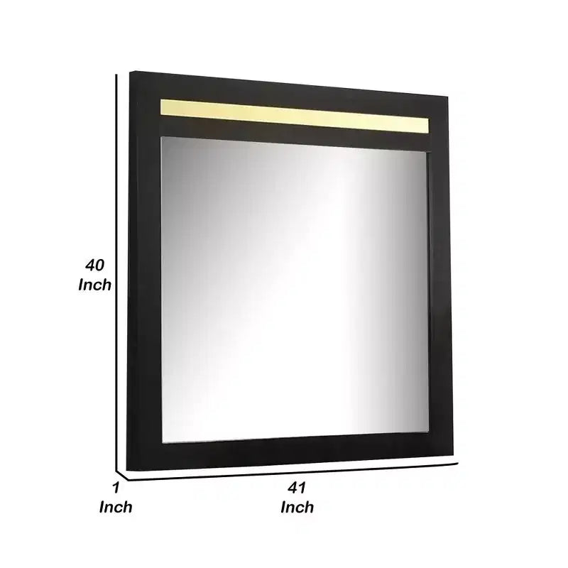 Specchio comò Royal Hampton da 41 pollici, moderno ed elegante, nero con dettagli in acrilico dorato