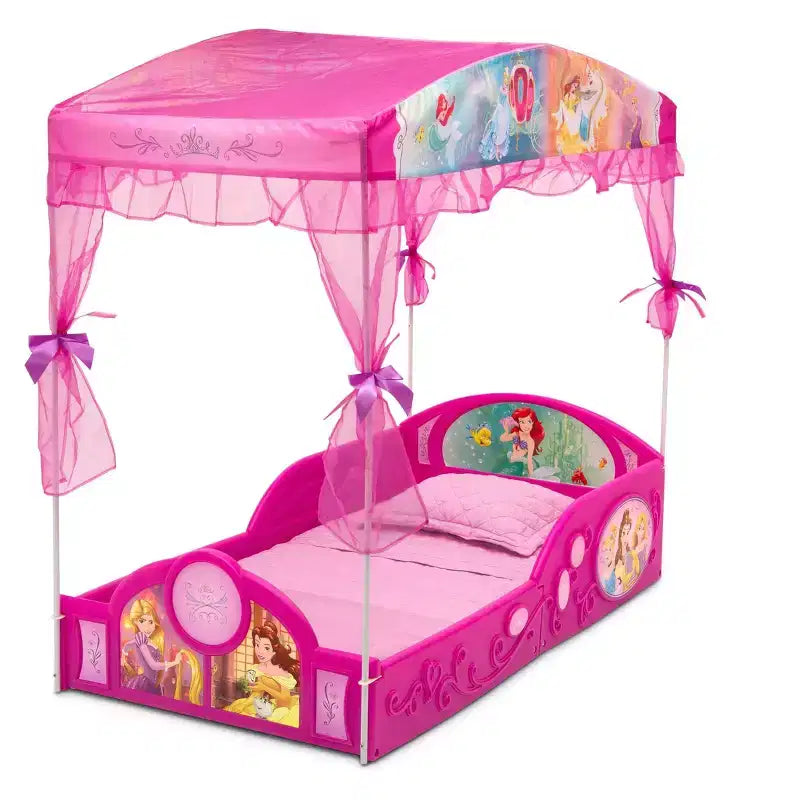 Lettino per bambini Princess Sleep and Play con baldacchino, certificato JPMA