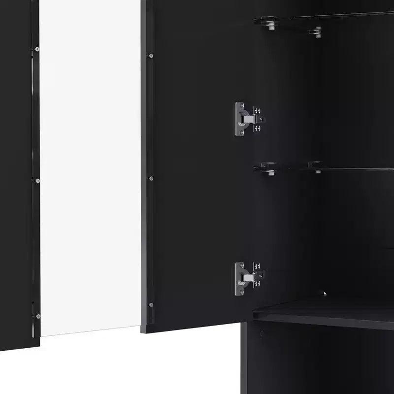 Mobile TV Moderno con Luci a LED per TV da 75 pollici, Tavolino Console Multimediale con Ripiani in Vetro Temperato e Caminetto Non Riscaldante