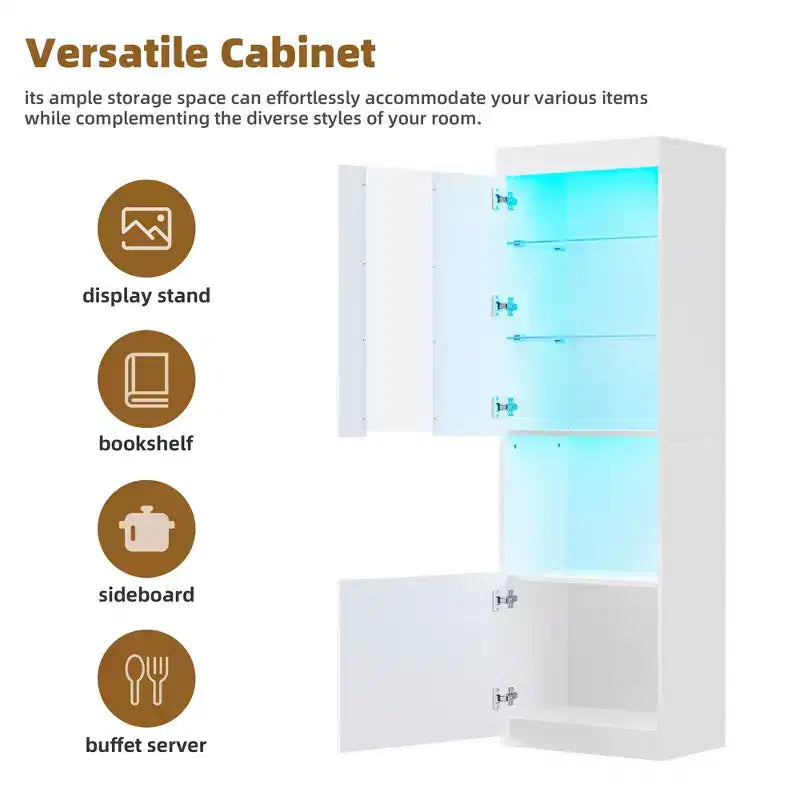 Mobile TV Moderno con Luci a LED per TV da 75 pollici, Tavolino Console Multimediale con Ripiani in Vetro Temperato e Caminetto Non Riscaldante