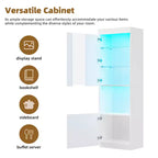 Mobile TV Moderno con Luci a LED per TV da 75 pollici, Tavolino Console Multimediale con Ripiani in Vetro Temperato e Caminetto Non Riscaldante