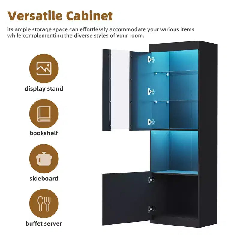 Mobile TV Moderno con Luci a LED per TV da 75 pollici, Tavolino Console Multimediale con Ripiani in Vetro Temperato e Caminetto Non Riscaldante