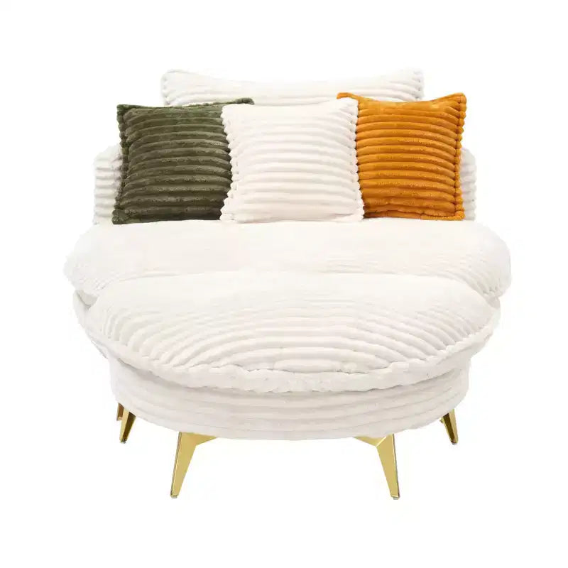 Poltrona moderna con pouf, divano singolo oversize imbottito, poltrona lounge con seduta profonda e poggiapiedi per camera da letto, soggiorno, ufficio