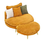 Poltrona moderna con pouf, divano singolo oversize imbottito, poltrona lounge con seduta profonda e poggiapiedi per camera da letto, soggiorno, ufficio