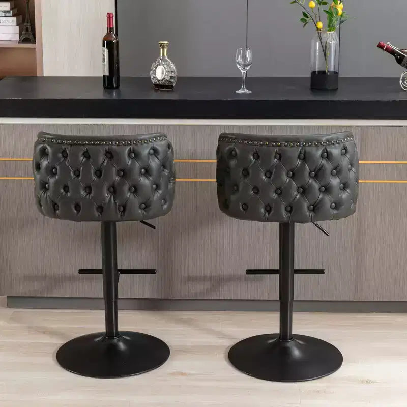 Sgabelli da Bar Girevoli Altezza Bancone, Sedie da Bar in Pelle PU con Schienale Trapuntato, Sedie da Pranzo Regolabili in Altezza per Cucina, Bar di Casa