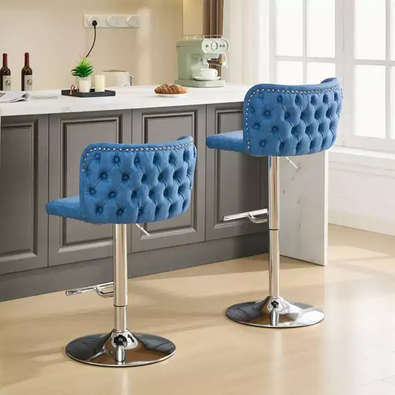 Sgabelli da Bar Girevoli Altezza Bancone, Sedie da Bar in Pelle PU con Schienale Trapuntato, Sedie da Pranzo Regolabili in Altezza per Cucina, Bar di Casa
