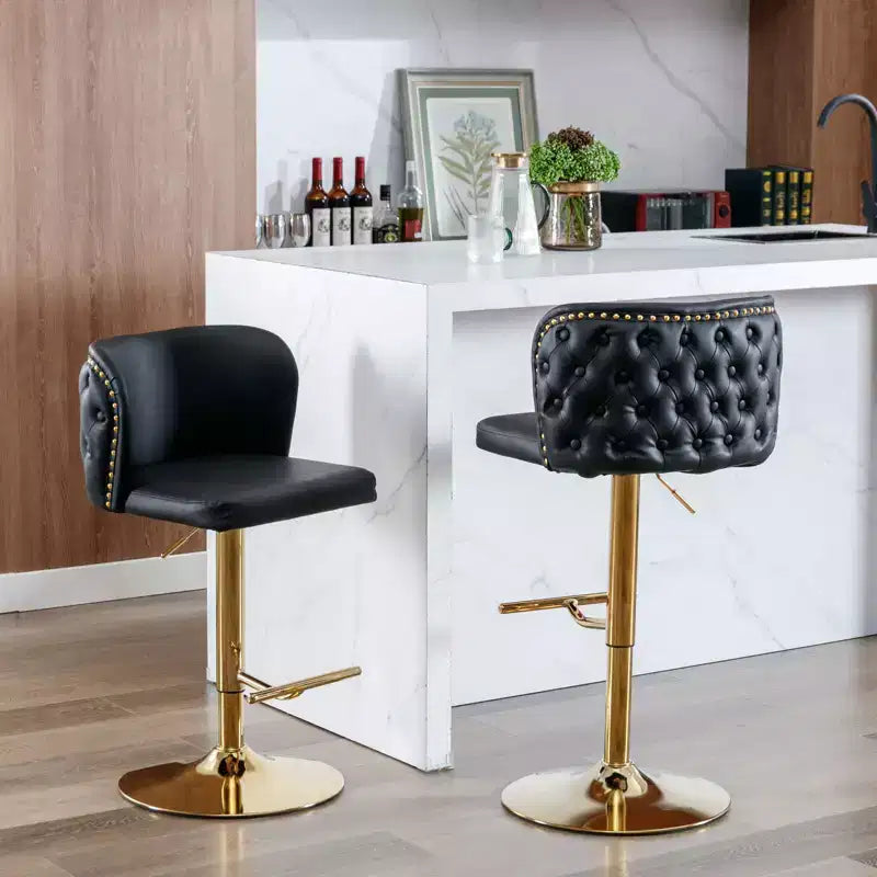 Sgabelli da Bar Girevoli Altezza Bancone, Sedie da Bar in Pelle PU con Schienale Trapuntato, Sedie da Pranzo Regolabili in Altezza per Cucina, Bar di Casa