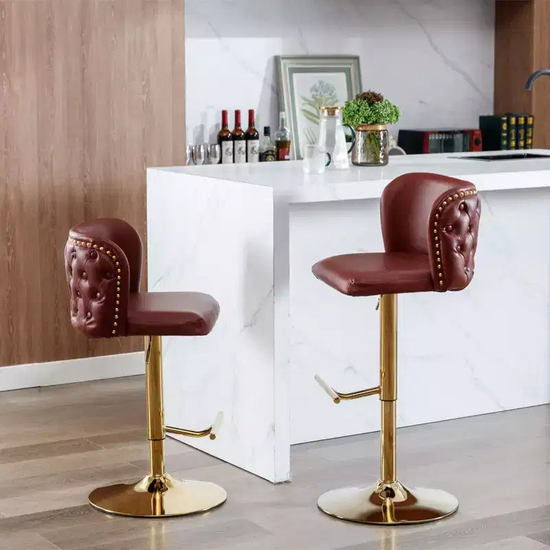 Sgabelli da Bar Girevoli Altezza Bancone, Sedie da Bar in Pelle PU con Schienale Trapuntato, Sedie da Pranzo Regolabili in Altezza per Cucina, Bar di Casa