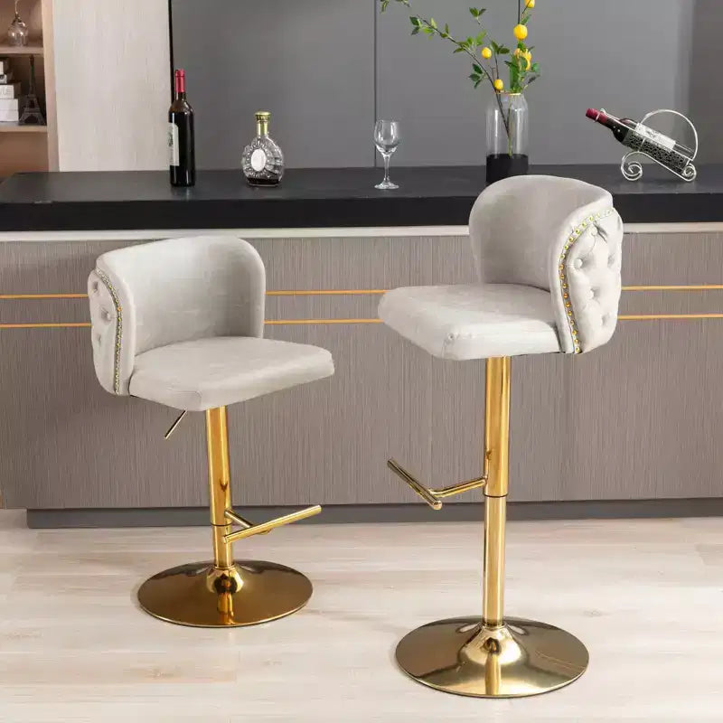 Sgabelli da Bar Girevoli Altezza Bancone, Sedie da Bar in Pelle PU con Schienale Trapuntato, Sedie da Pranzo Regolabili in Altezza per Cucina, Bar di Casa