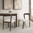 Set di 2 sedie da pranzo Ashton contemporanee in legno di Hevea, imbottite, con schienale curvo aperto, noce