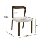 Set di 2 sedie da pranzo Ashton contemporanee in legno di Hevea, imbottite, con schienale curvo aperto, noce