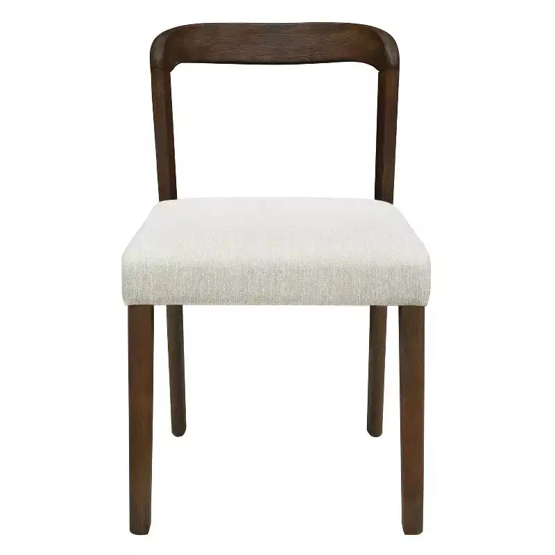 Set di 2 sedie da pranzo Ashton contemporanee in legno di Hevea, imbottite, con schienale curvo aperto, noce