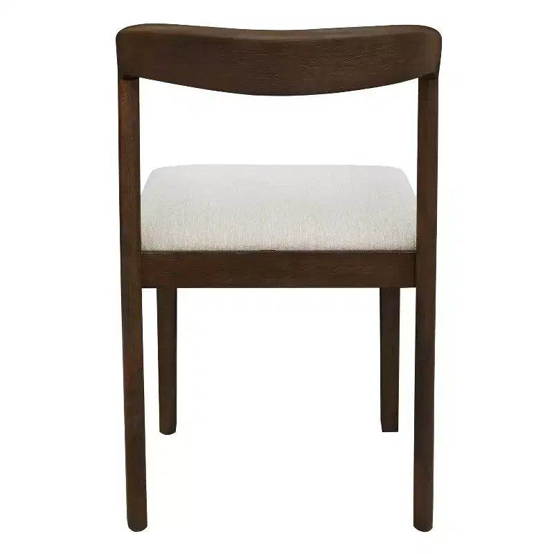 Set di 2 sedie da pranzo Ashton contemporanee in legno di Hevea, imbottite, con schienale curvo aperto, noce